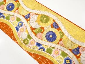 アンティーク　立涌に菊・古典柄織り出し袋帯（材料）